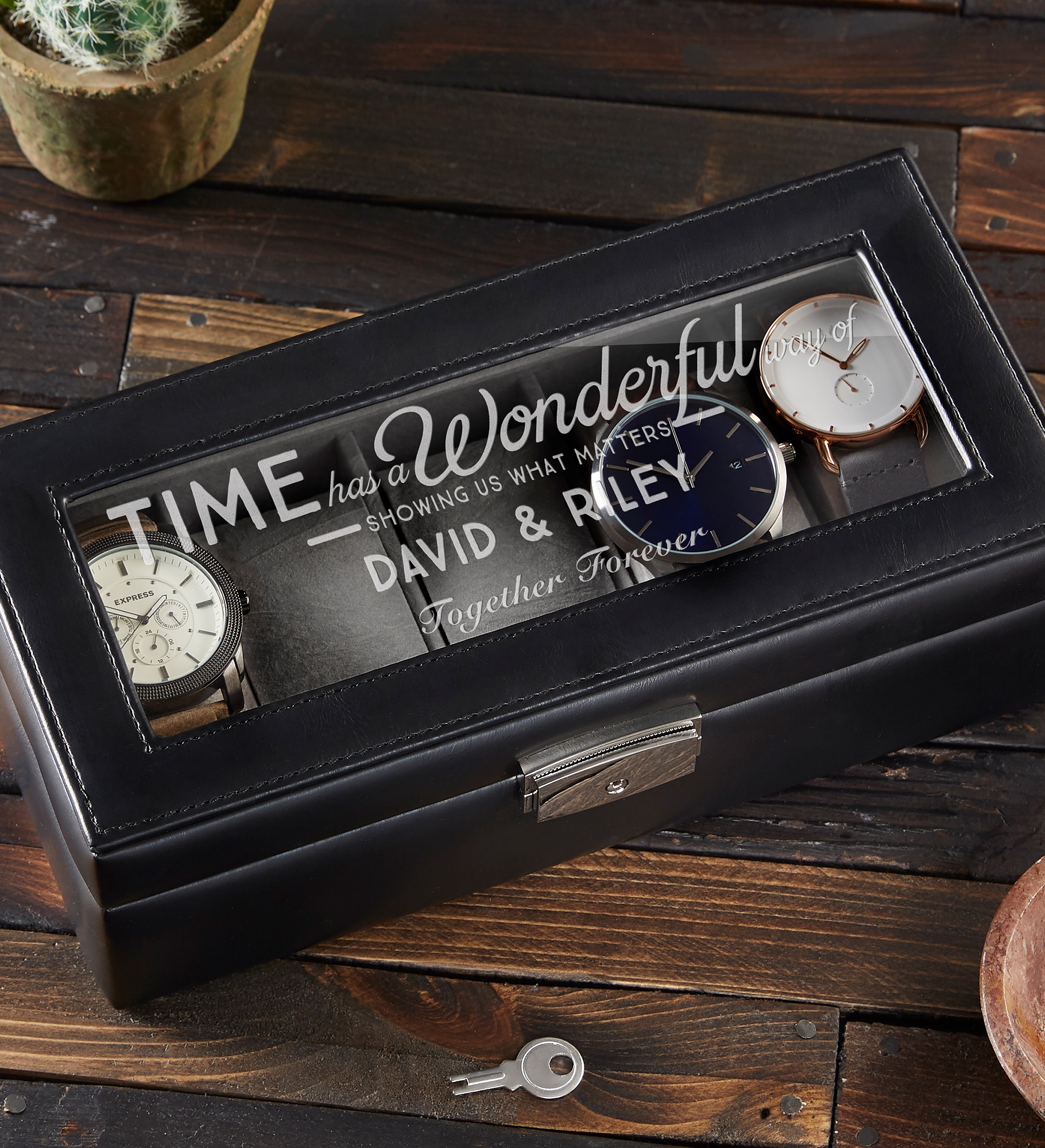 Timeless Message Personalized Leather Watch Box